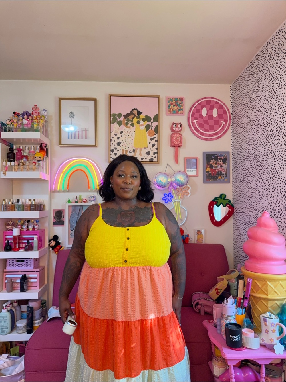 Bright Tiered color block vacation Maxi Dress in Yellow, Orange, Pink, Mint - Picture 3 of 3